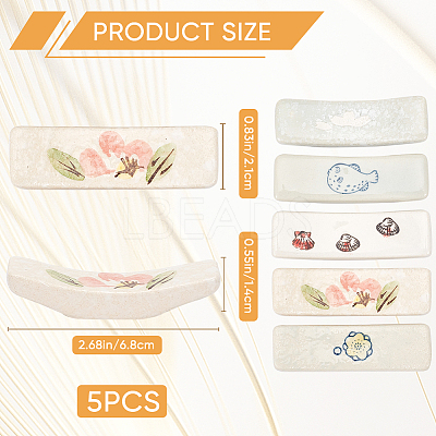 5Pcs 5 Styles Ceramic Chopsticks Stand DJEW-CP0001-38B-1