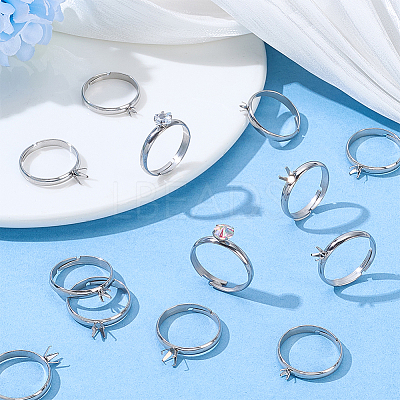 32Pcs 4 Styles 304 Stainless Steel Cuff Ring Components STAS-UN0064-46-1