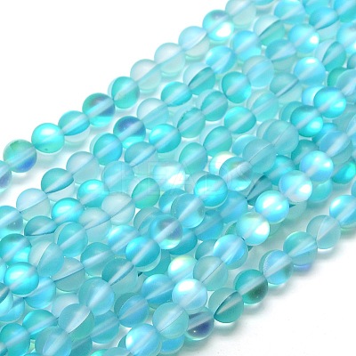 Synthetic Moonstone Beads Strands G-F142-10mm-03-1