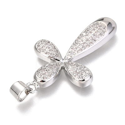 Brass Micro Pave Clear Cubic Zirconia Pendants ZIRC-O038-09P-1