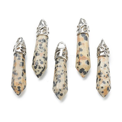 Bullet Natural Dalmatian Jasper Pointed Pendants LS-G-E332-C34-1