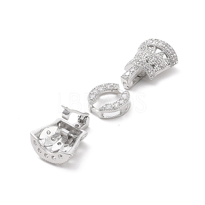 Eco-Friendly Rack Plating Brass Micro Pave Clear Cubic Zirconia Watch Band Clasps ZIRC-F843-28P-1