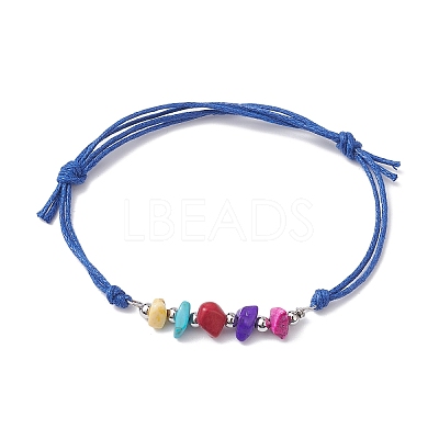 7Pcs Dyed Natural Turquoise Chips Braided Bead Bracelets BJEW-JB09870-1
