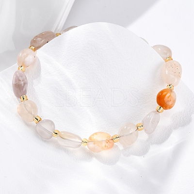 Natural Cherry Blossom Agate Beaded Bracelets for Women G-P563-07P-15-1
