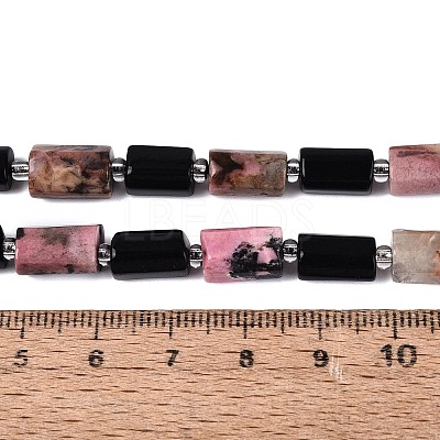 Natural Obsidian & Rhodonite Beads Strands G-Q614-01A-08-1