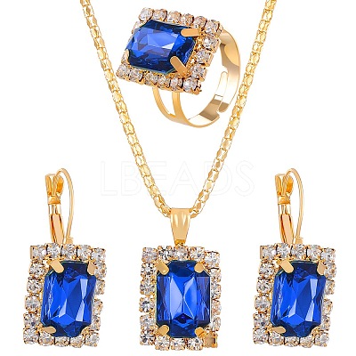 Rectangle Rhinestone Jewerly Set PW-WG81599-03-1