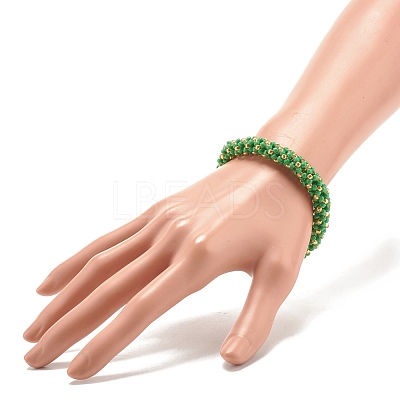 Glass Seed Beaded Bracelet with Brass Magnetic Clasp BJEW-JB07802-02-1