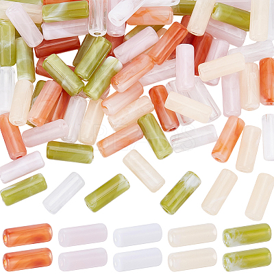100Pcs 5 Colors Transparent Acrylic Beads OACR-SP0002-41-1