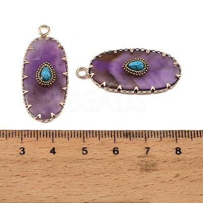 Natural Amethyst & Synthetic Turquoise Carved Pendants GG-CBA5963-02H-1