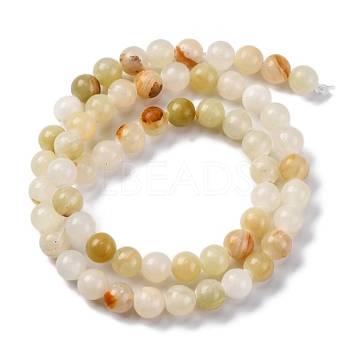 Natural Green Banded Calcite(Afghan Jade) Beads Strands G-B130-6mm-01-1
