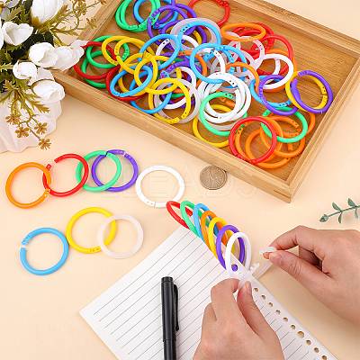 80Pcs 8 Colors Plastic Loose Leaf Book Binder Hinged Rings FIND-SP0004-81-1