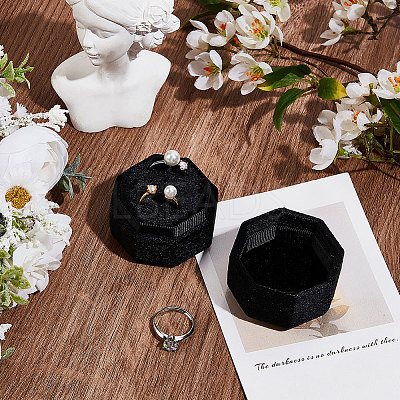 Velvet Cover Plastic Couple Ring Box VBOX-WH20001-02B-1