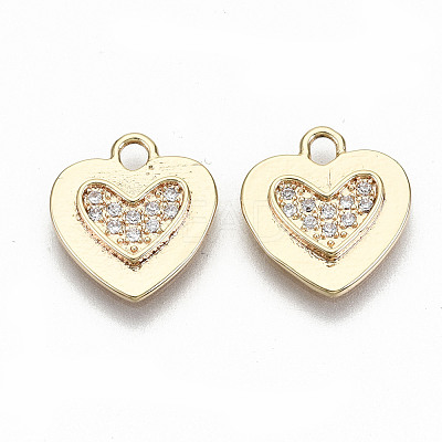 Brass Micro Pave Clear Cubic Zirconia Charms KK-T062-33G-NF-1