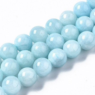 Natural Dyed Yellow Jade Gemstone Bead Strands X-G-R271-10mm-Y04-1