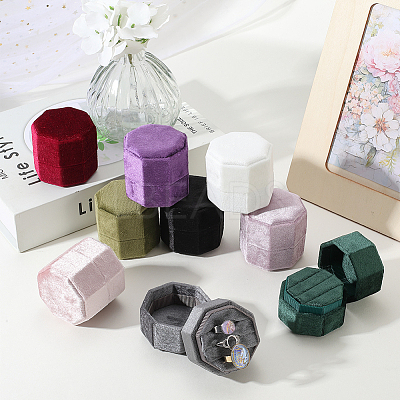 Velvet Cover Plastic Couple Ring Box VBOX-WH20003-001F-1