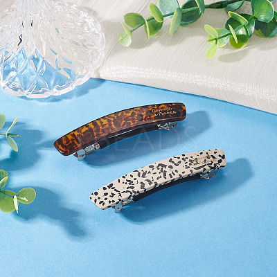 2Pcs 2 Colors Cellulose Acetate and Iron Hair Barrettes for Women Girl PHAR-TADJ0001-01B-1
