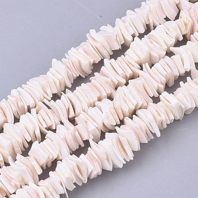 Natural Pink Shell Bead Strands X-SSHEL-N034-20-1