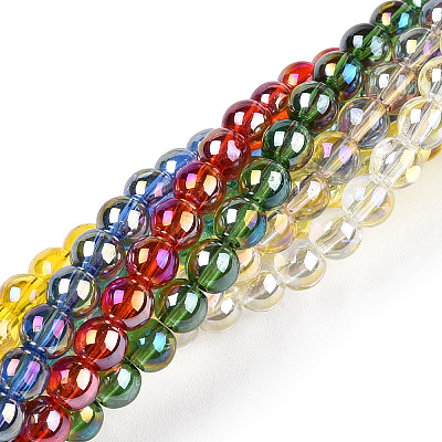 Electroplate Transparent Glass Beads Strands GLAA-T032-T6mm-AB-1