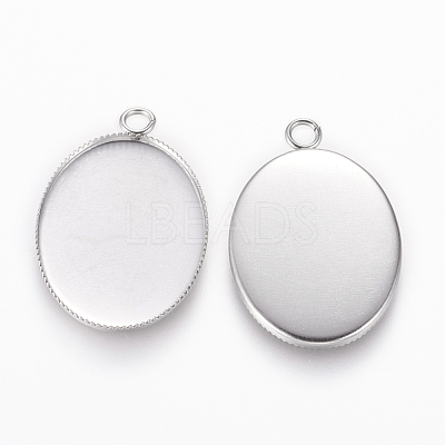 Tarnish Resistant 304 Stainless Steel Pendant Cabochon Settings STAS-L195-11A-1