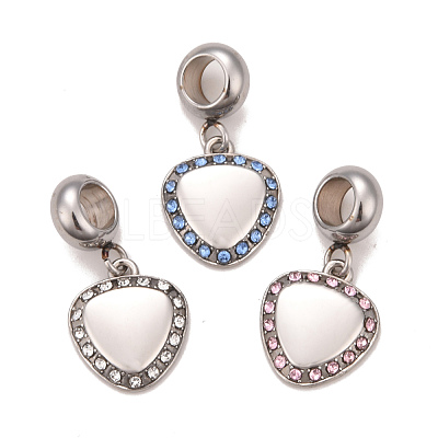 304 Stainless Steel Rhinestone European Dangle Charms STAS-F278-22P-1