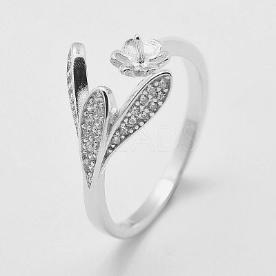 Anti-Tarnish Adjustable Rhodium Plated 925 Sterling Silver Cuff Rings STER-K038-017P-1