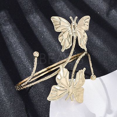 Butterfly Alloy Arm Cuff Bangles for Girl Women AJEW-A063-01H-G-1
