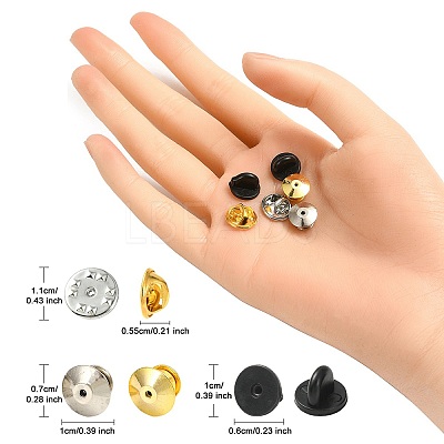 56Pcs 5 Style Brass & Alloy & Silicone Lapel Pin Back Kits DIY-YW0008-35-1