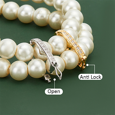 2Pcs 2 Colors Rhodium Plated 925 Sterling Silver Micro Pave Clear Cubic Zirconia Twister Clasps FIND-PH0018-35B-1