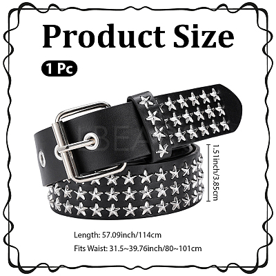 Platinum Star Rivet PU Leather Chain Belts for Jeans AJEW-WH20096-87B-1