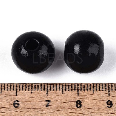 Spray Painted Round Natural Schima Wood Beads WOOD-A018-14mm-03-1