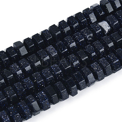 Synthetic Blue Goldstone Beads Strands G-N357-14A-01-1