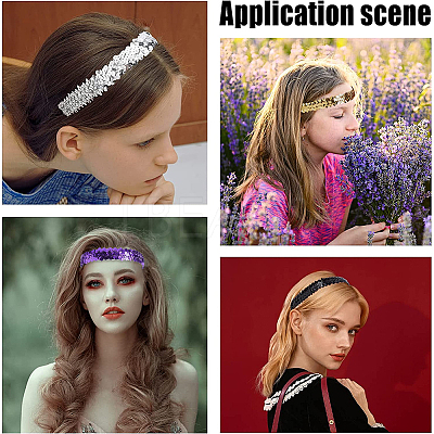 10Pcs 10 Color Wide Stretch Sparkling Polyester Headband OHAR-GF0001-26-1