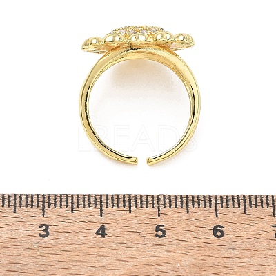 Brass Micro Pave Cubic Zirconia Cuff Open Rings for Women CU-CBA760A-13A-G-1