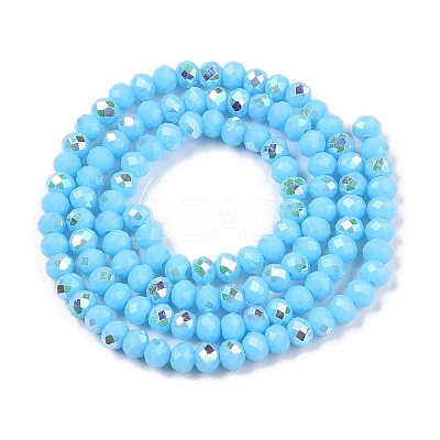 Electroplate Opaque Solid Color Glass Beads Strands EGLA-A044-P3mm-L08-1