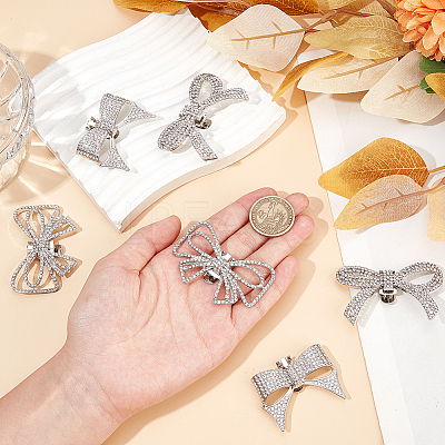 6Pcs 3 Styles Bowknot Alloy Rhinestone Shoe Decorations FIND-CP0002-22A-1