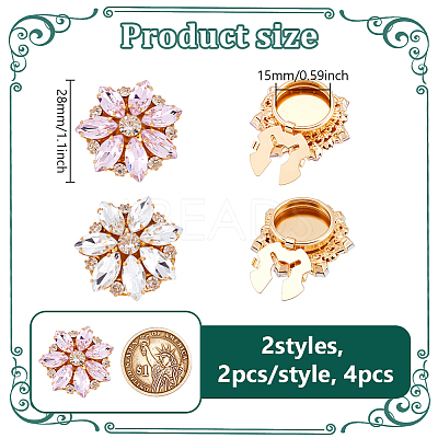 4Pcs 2 Colors Alloy Rhinestone Cufflinks HJEW-NB00211-1