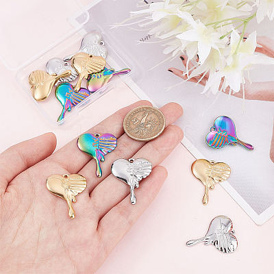 12Pcs 3 Colors 304 Stainless Steel Pendants STAS-UN0039-27-1