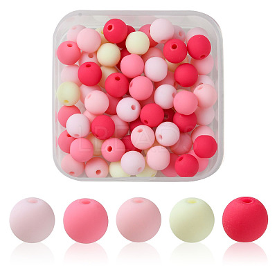 70Pcs Rubberized Style Acrylic Beads MACR-FS0001-71B-1