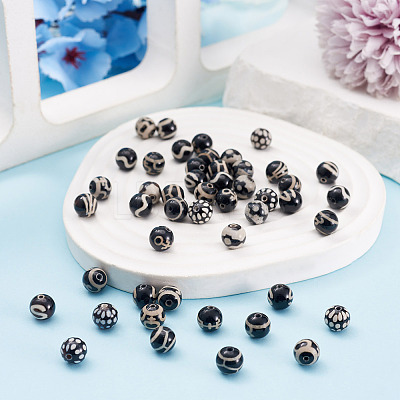 48Pcs 8 Styles Tibetan Style dZi Beads G-TA0003-33-1