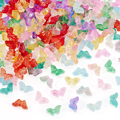 120Pcs 12 Colors Transparent Spray Painted Glass Beads GLAA-TA0003-86-1