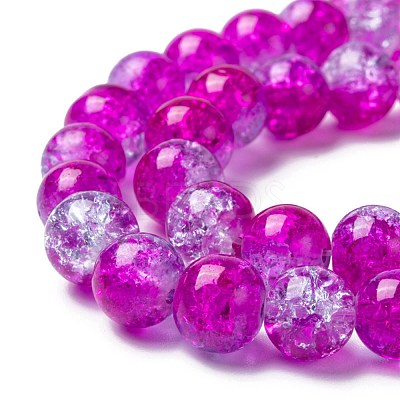 Spray Painted Crackle Glass Beads Strands CCG-Q002-8mm-09-1