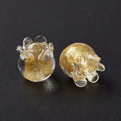 Handmade Gold Foil Lampwork Glass Beads X1-LAMP-G158-02A-1