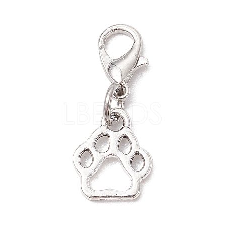 10Pcs Dog Paw Print Tibetan Style Alloy Pendant Decorations HJEW-JM02575-1