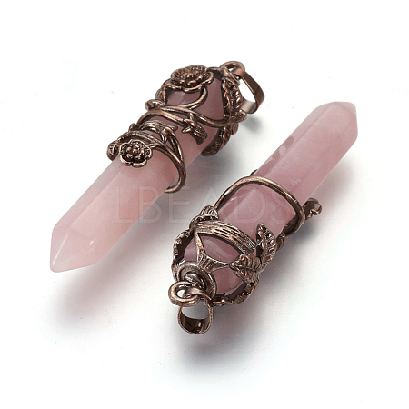 Natural Rose Quartz Pointed Pendants G-O164-02C-1
