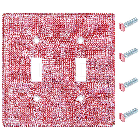 Plastic Rhinestone Receptacle Outlet Wall Plate AJEW-WH0696-349-1