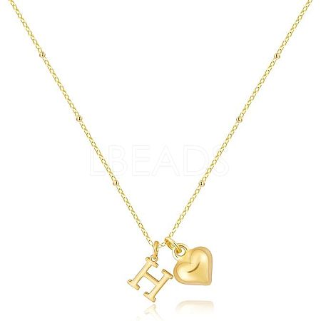 Brass Initial and Heart Pendant Necklaces for Women FS-WG01F32-08-1