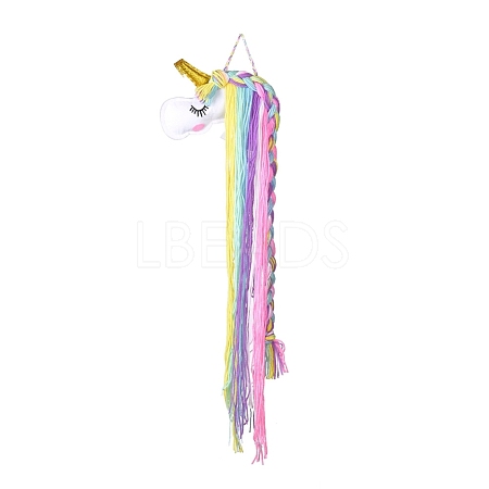 Unicorn Theme Rainbow Yarn Tassels Hair Clips Headband Organizer Storage HJEW-WH0006-07-1