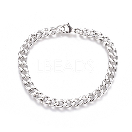 Unisex 304 Stainless Steel Curb Chain/Twisted Chain Bracelets STAS-D0002-40P-1