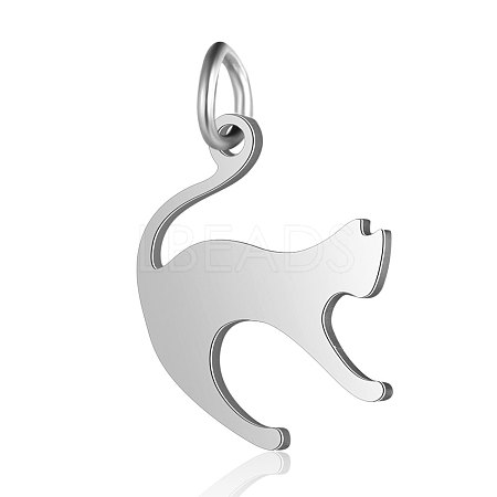 Non-Tarnish 201 Stainless Steel Kitten Pendants STAS-S105-T553D-1-1