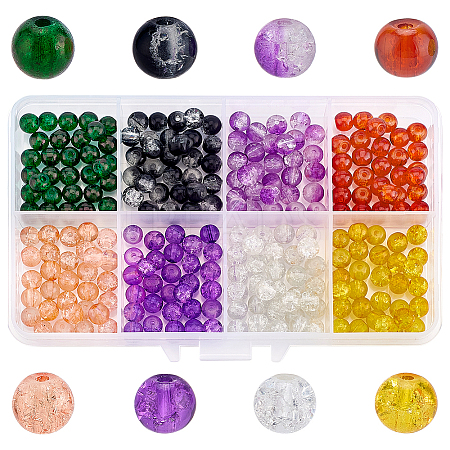 240Pcs 8 Colors Spray Painted Crackle Glass Beads Strands CCG-PH0001-21B-1